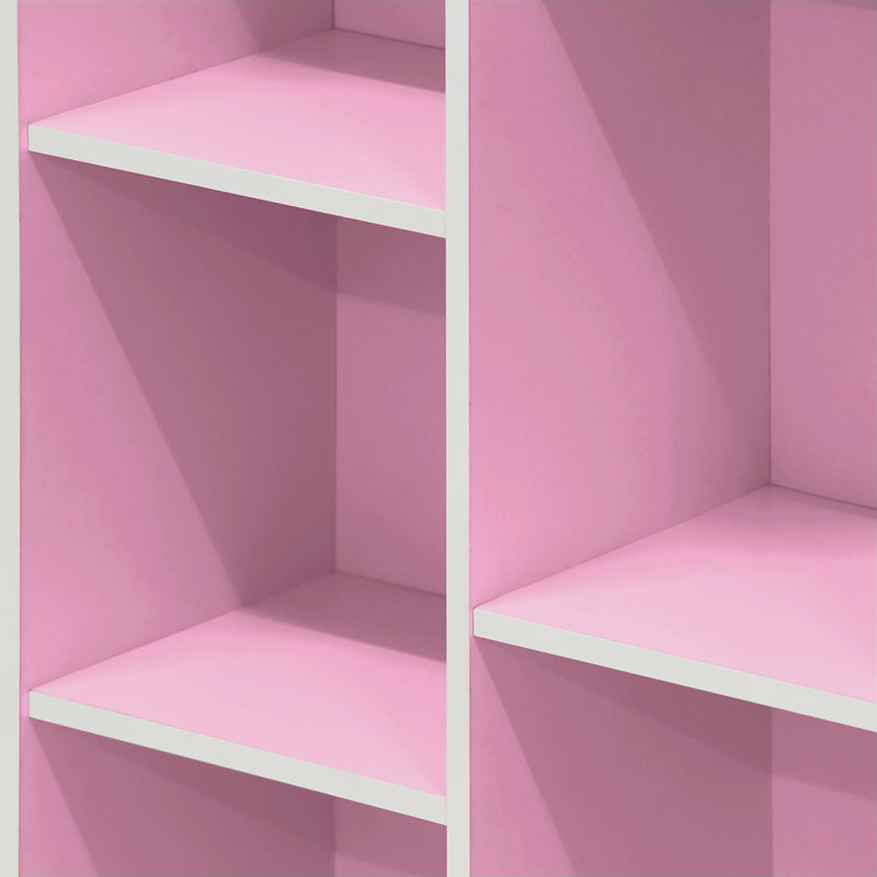 Gonzales 19.5" W Standard Bookcase, White/Pink, (7 Shelves) 41.7"H x 19.5"W x 9.4"D