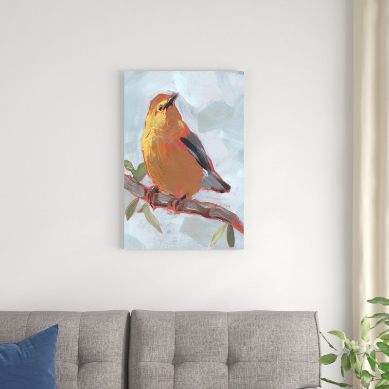Oiseau chanteur peint III, H 30 po x l 20 po