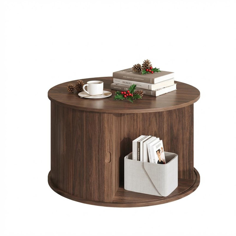 Coffee Table with Storage, Oak Wood