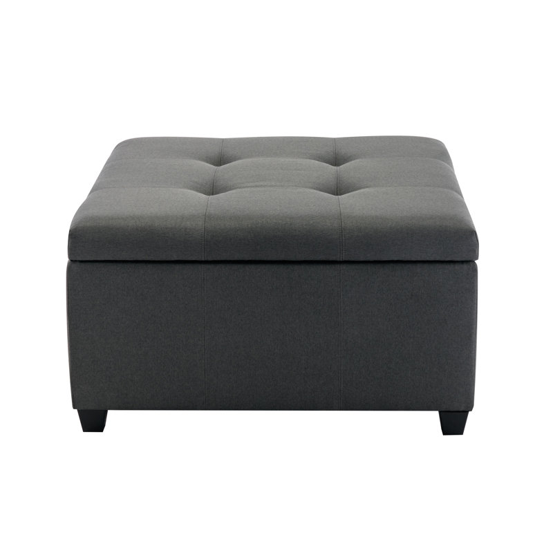 Agilbert Fabric Upholstered Storage Ottoman, Dark Grey