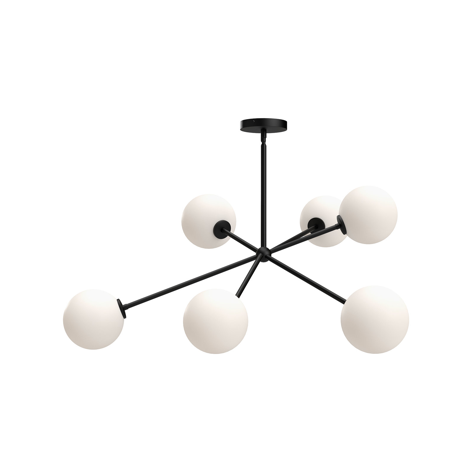 Luanda 6-Light Sputnik Modern Linear Chandelier , Matte Black