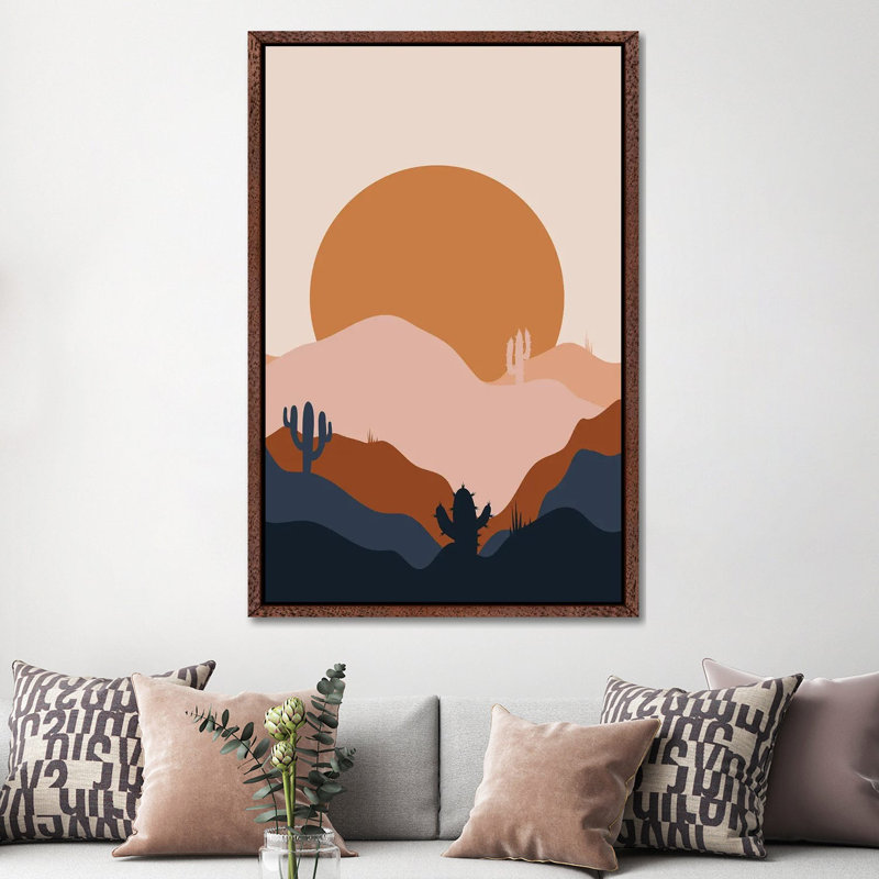 Desert Flow 1 Piece Wall Art on Canvas, 152.5 cm H x 101.5 cm W, Classic Brown Wood Framed