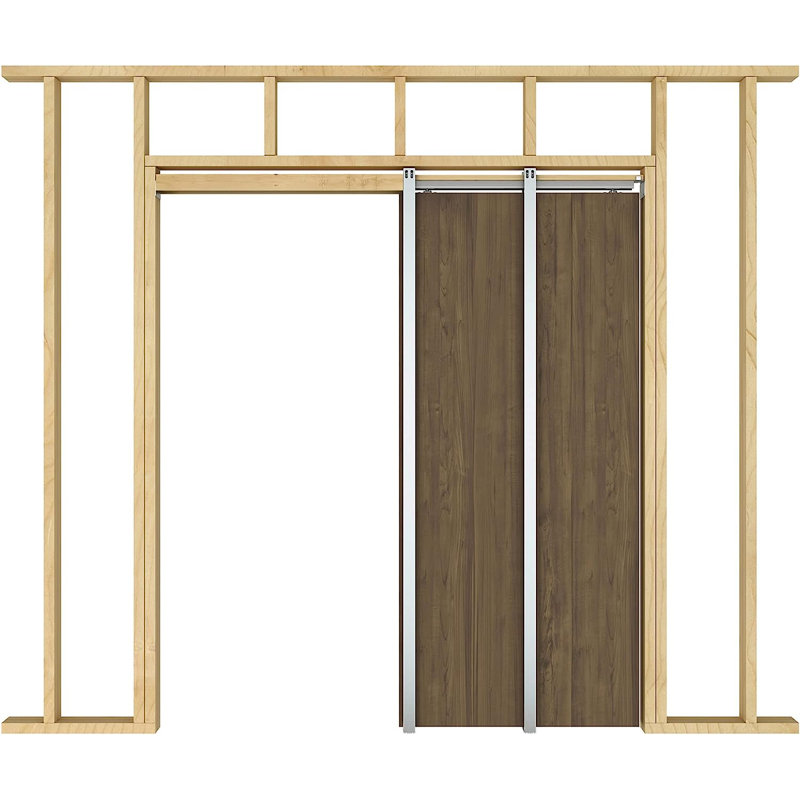 Sliding Pocket Door Hardware Kit For 2" X 4" Stud Wall With Soft Close Mechanism Open 24" To 36"