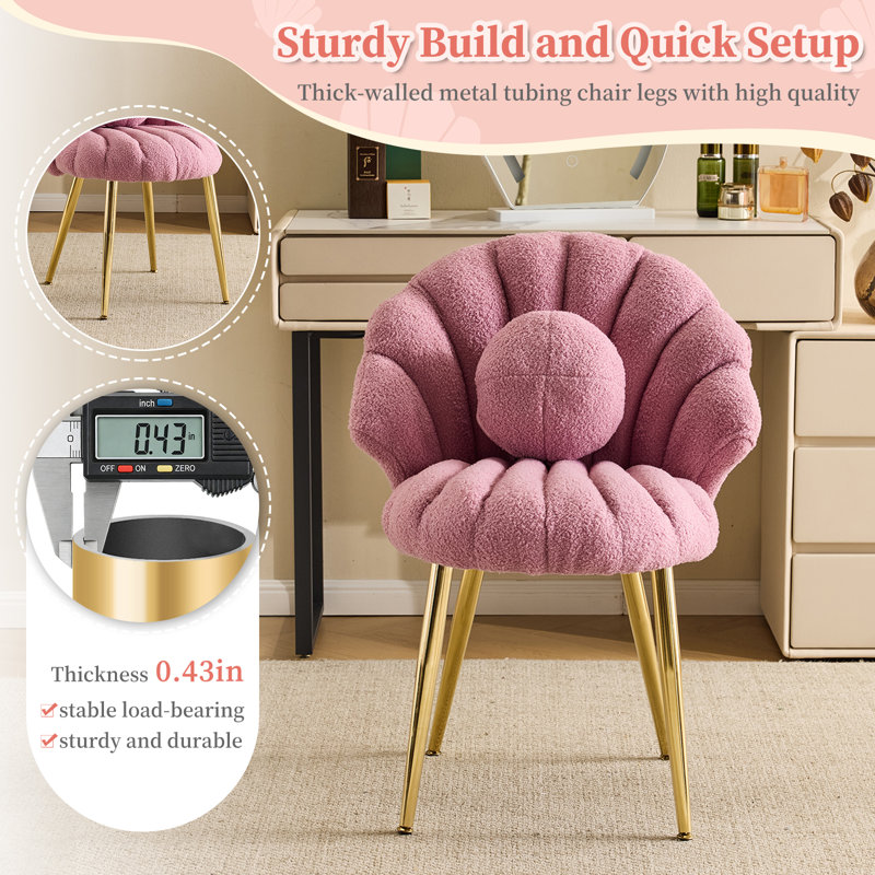 Lemley Shell-Shaped Vanity Chair, Purple