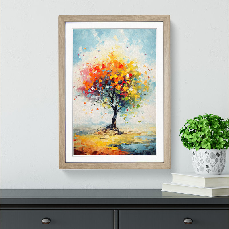 Apple Tree Impressionism Art - Framed Print, 64cm H x 46cm W, Oak Framed