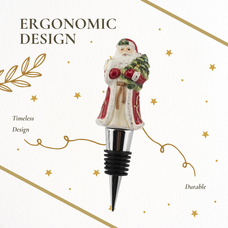 Spode Christmas Tree Santa Bottle Stopper - Vacuum Seal & Dolomite