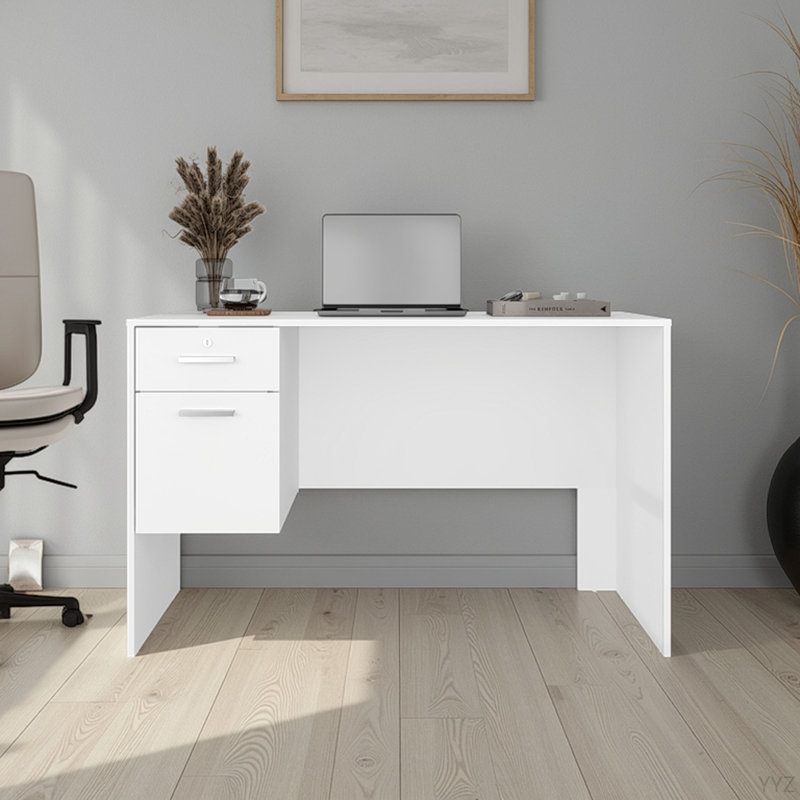 Bureau, 2 tiroirs, blanc