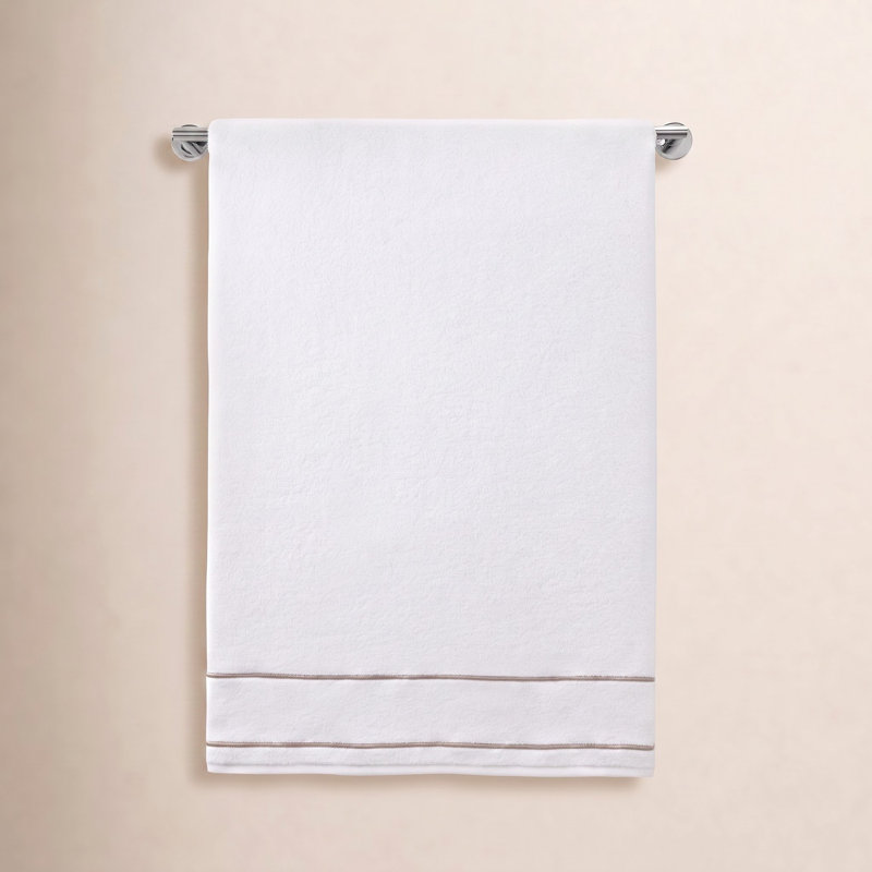 Lombard Cotton Plush Washcloth, White/Tan