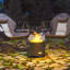 Round Wood Burning Fire Pit, Smokeless Steel Fire Pit with Poker Grey