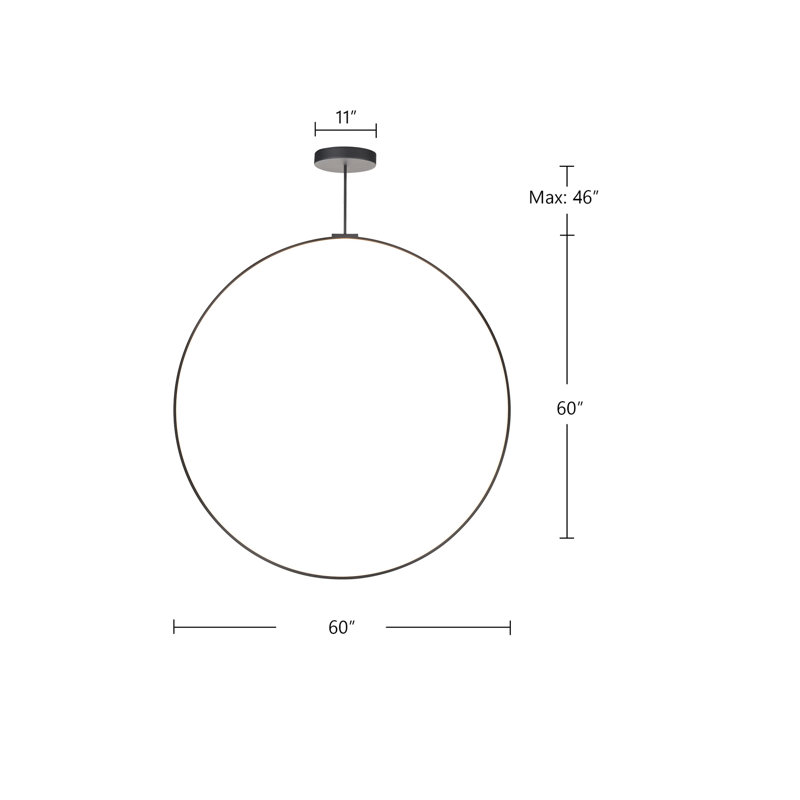 Cirque 1 - Light LED Pendant, Brushed Nickel, 107.75" H x 60" W x 0.75" D