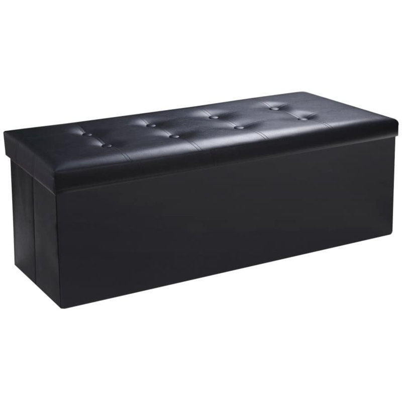 Falan Faux Leather Ottoman, Black