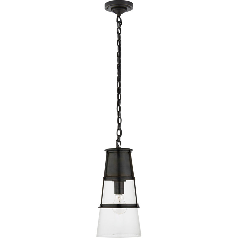 Thomas O'Brien Robinson Small Pendant, Clear, Black, 15" H x 7.5" W x 7.5" D
