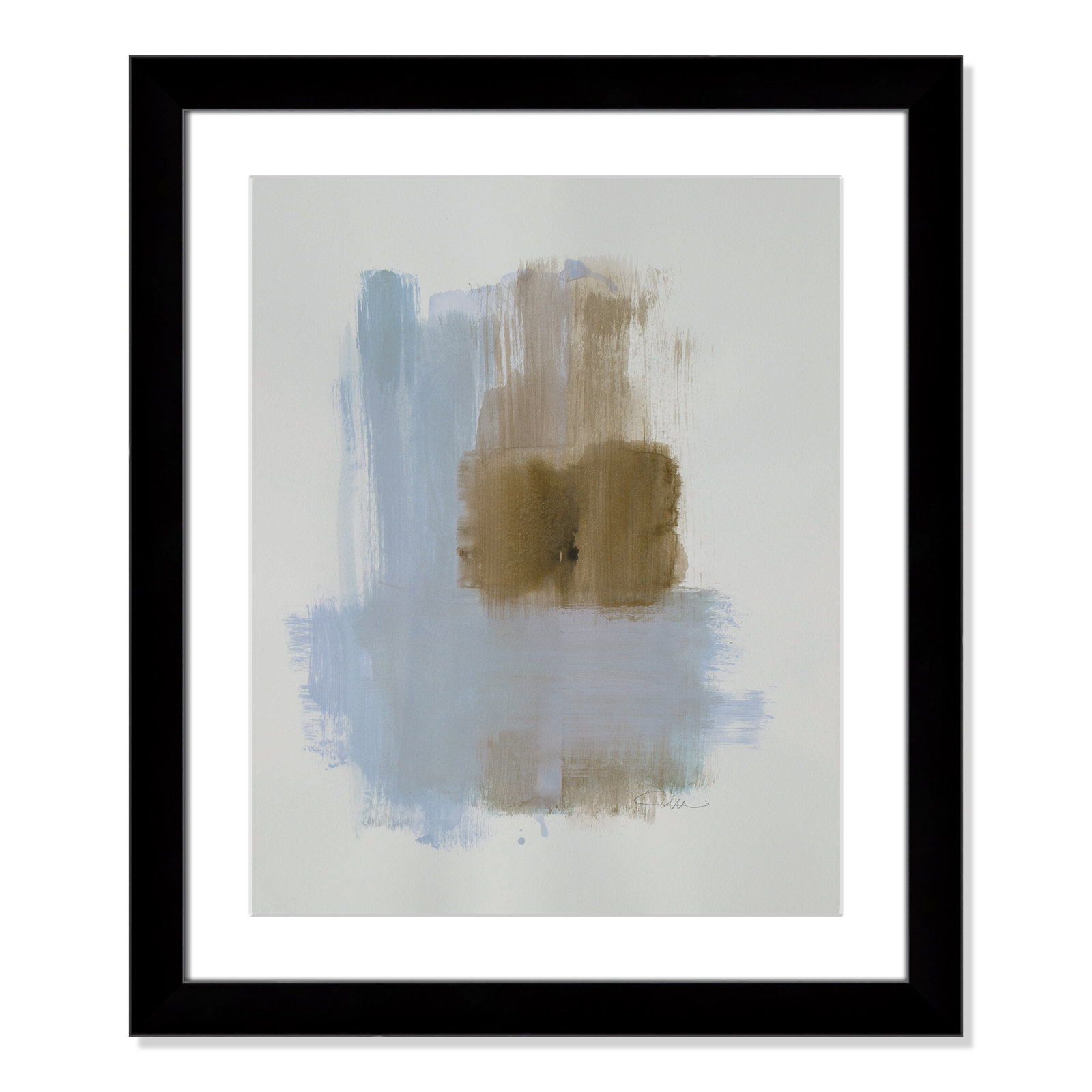 Esmeray "Powder Room Wash IV" Print, Black Cube Frame Matted, 27" H x 23" W x 1.25" D  