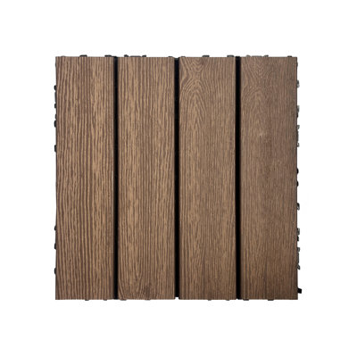 Ensemble de tuiles de terrasse en plastique composite de 20 pièces, tuiles de terrasse à emboîter, tuile de plancher, durable, entretien, imperméable, intérieur extérieur, 12 x 12 po