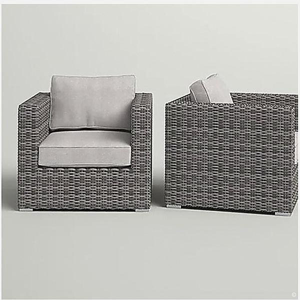 Chaise de patio avec coussins entièrement assemblée, Gris