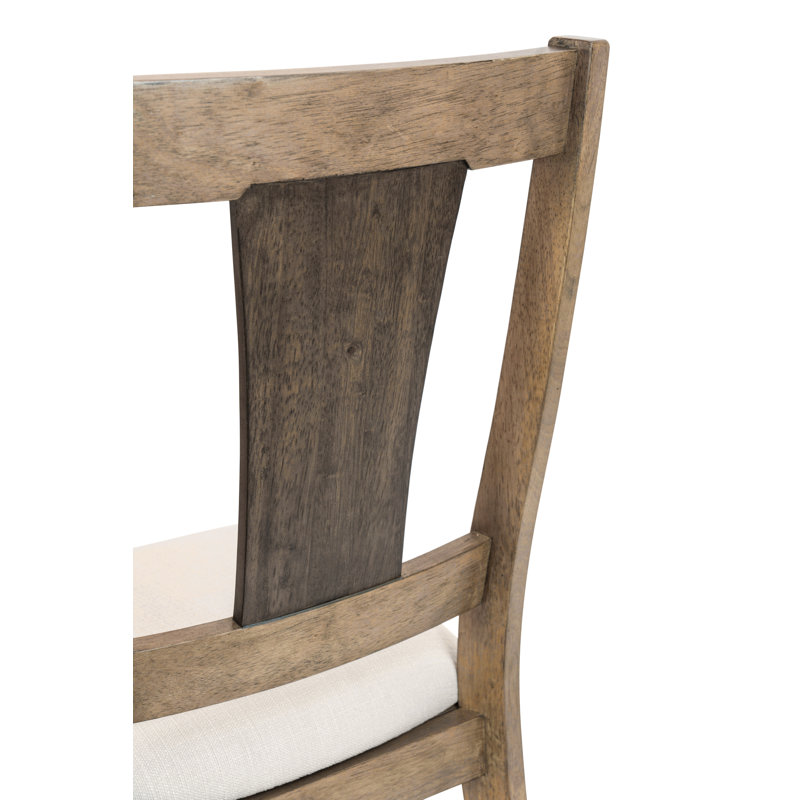 - Chaise d'appoint rembourrée - Ensemble de 2 - Finition chêne naturel et noyer - Revêtement crème