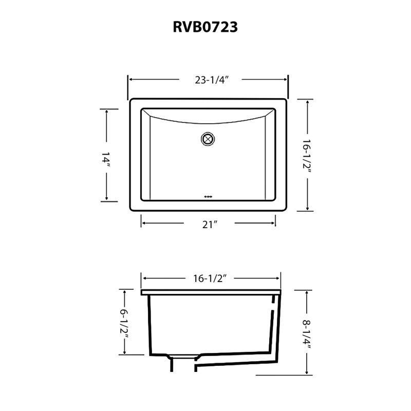 Lavabo de salle de bain encastré en porcelaine rectangulaire blanche avec trop-plein 23 po x 14 po Ruvati