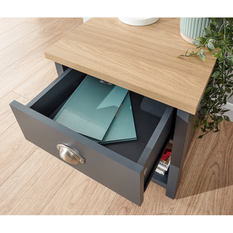 Kerry Sled End Table, Oak, Cream
