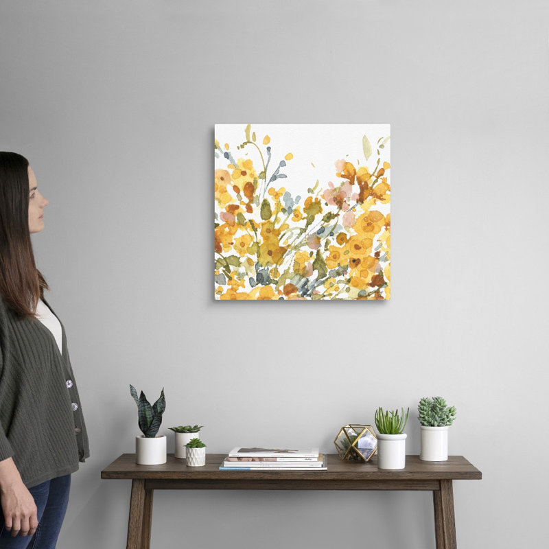«Happy Yellow 08» par Lisa Audit - reproduction d'art, H 20 po x l 20 po x P 1,25 po, Toile tendue