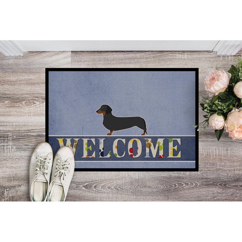 Tapis de porte antidérapant Caroline's Treasures, L 36 po x l 24 po, Bleu/jaune