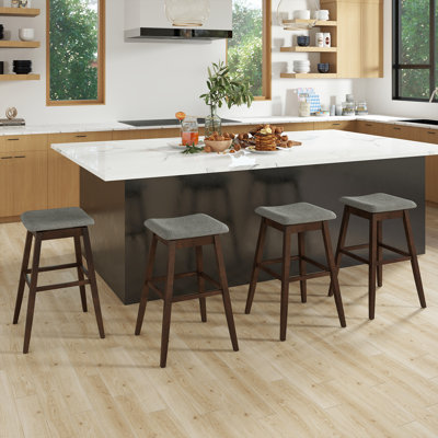 Set of 2 Swivel Bar Stools 30'' Bar Chairs w/ Padded Contoured Seat & Footrest