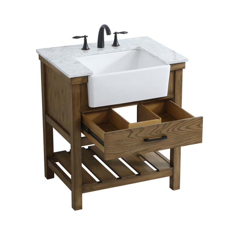 Ensemble de meuble-lavabo simple 30 po Pelaghia, Brun foncé