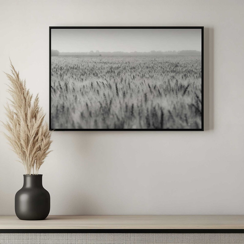 «Wheat in Summer BW» par Nathan Larson, reproduction d'art, 30 W x 20 H, Gold, Framed Canvas