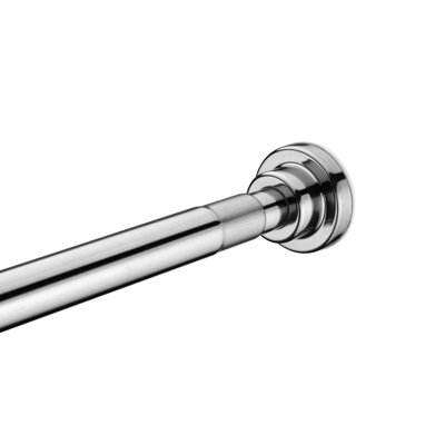 35-55 Inches Shower Curtain Rod With Shower Hooks In Brushed Nickel | Adjustable Tension Shower Doorway Curtain Rod | Rust Resistant No Drilling Anti-Slip Bar For Bathroom | AC-AZSR55BN