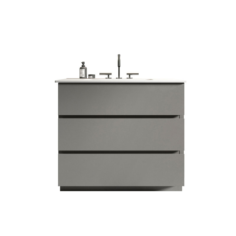 Meuble-lavabo gris 36 po - Silencieux, ergonomique, gris extra moderne, spacieux, silencieux, Gris, 36"