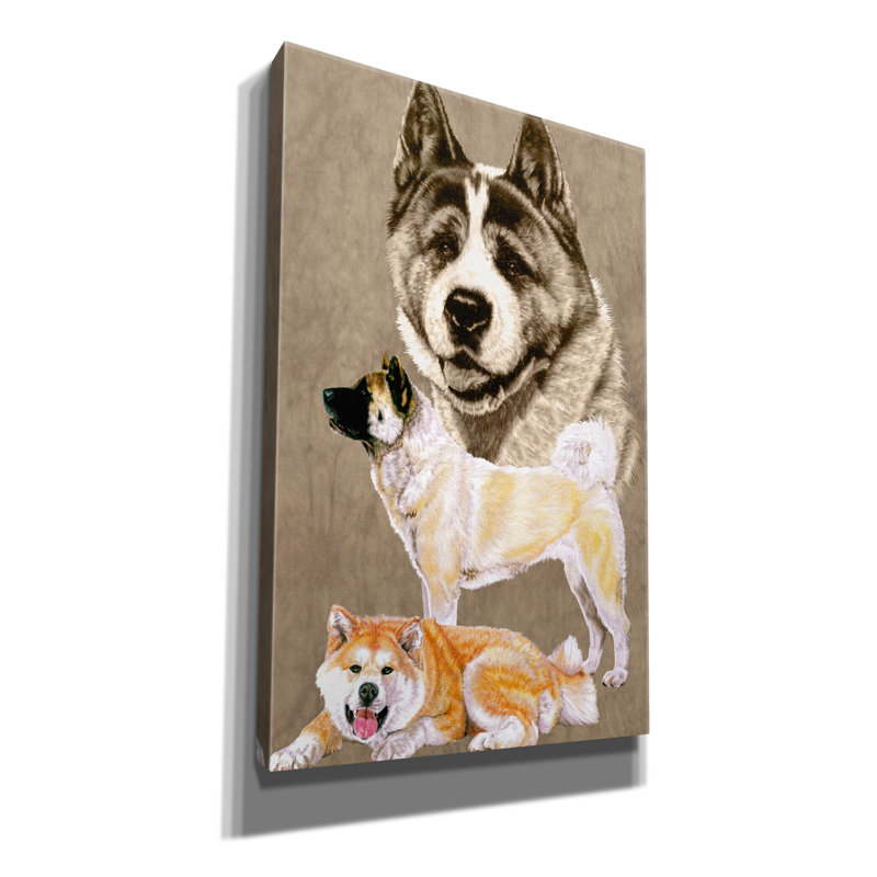 «Akita» par Barbara Keith, art mural sur toile, H 40 po x l 26 po x P 1,5 po
