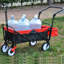 Wagon pliant robuste pour l'extérieur - Chariot portatif avec tissu 600D et rangement arrière noir + rouge utilitaire pliable Capacité de charge de 68 kg Roues de 360 degrés