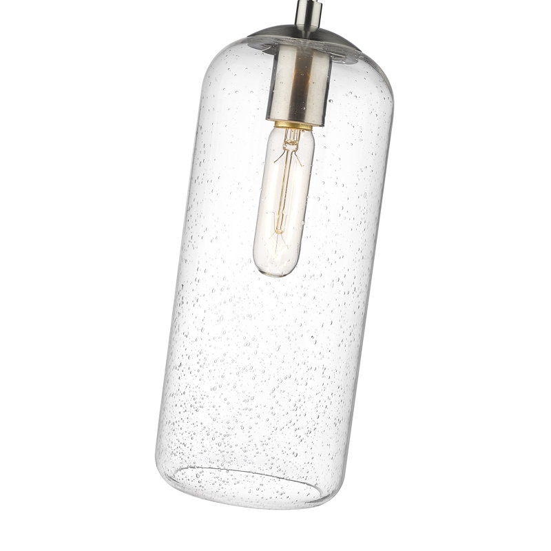 Luminaire suspendu 1 lumière Campos, Nickel brossé, Transparent, H 127 po x l 5,25 po x P 5,25 po