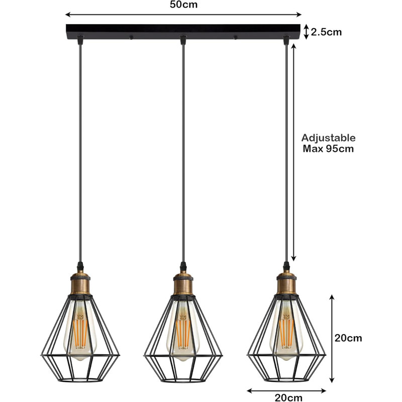 3 - Light Black Pendant, No