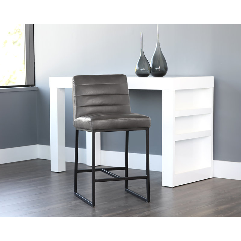 Tabouret de comptoir Spyros - gris couvert, Gris, Tabouret de comptoir (siège d'une hauteur de 26 p