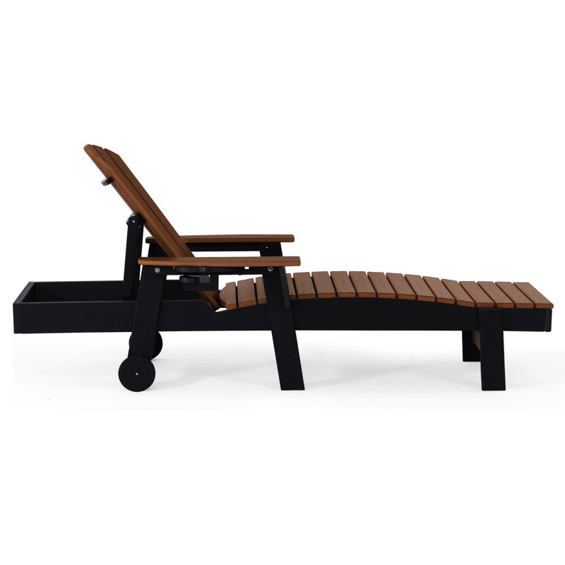 Chaise longue avec accoudoirs et roues Kevin Adirondack, noir, Walnut/Black