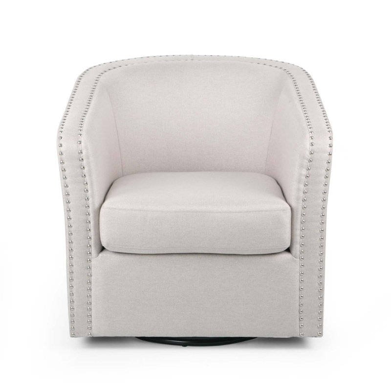 Aajaylah Upholstered Swivel Barrel Chair, Wheat Fabric