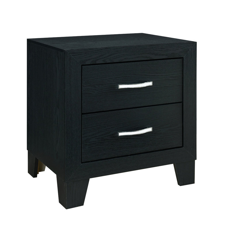 Table de chevet noire à 2 motifs, moderne et élégante, table de chevet en bois massif et structure