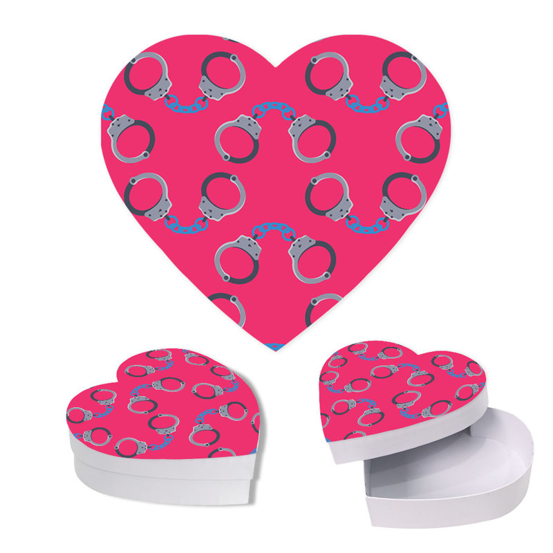 Boîte-cadeau en forme de cœur pour la Saint-Valentin avec couvercle, conception de menottes, boîte réutilisable, 8 po x 6 po, paquet de 1
