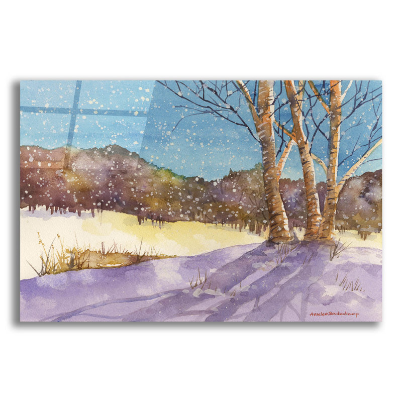 «Birch, Turquoise Sky» par Annelein Beukenkamp, art mural en verre acrylique, H 16 po x l 24 po x P 0,2 po
