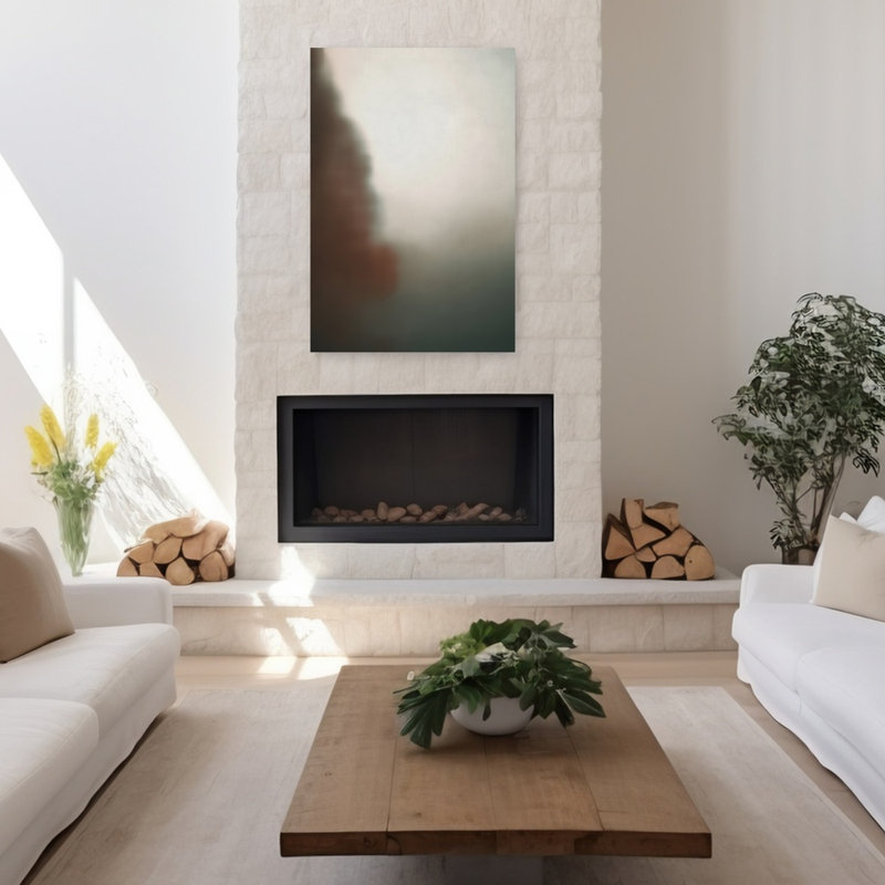 Art contemporain contemporain, paysage paisible, H 48 po x l 32 po