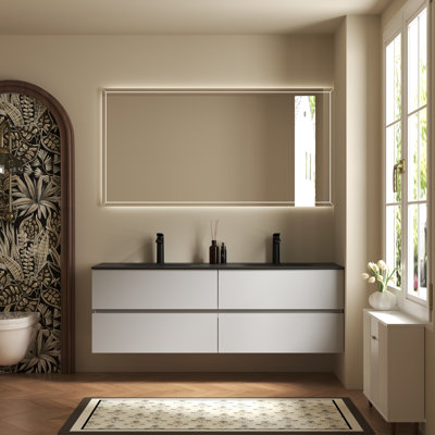 Meuble-lavabo mural double 60 po