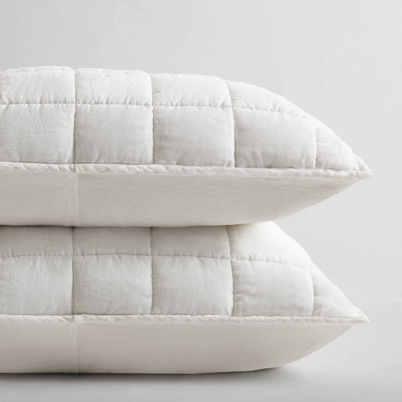 Ensemble de courtepointe 100% lin French Flax, Blanc, Courtepointe très grand et 2 très grandes taies 