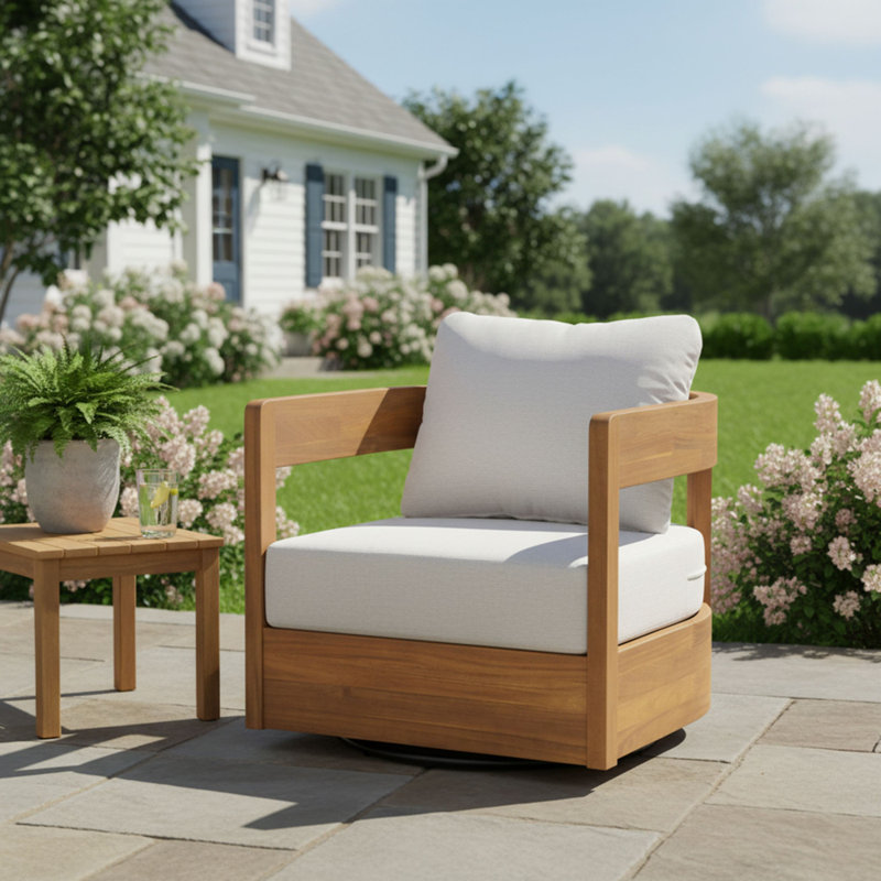 Fauteuil club pivotant en bois Telluride