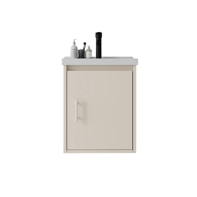 Ensemble de meuble-lavabo mural 16 po avec lavabo et portes à fermeture en douceur pour petites salles de bain, khaki, 16"