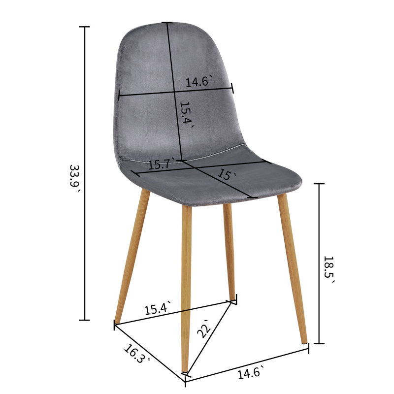 Hettel 18.5'' H Velvet Upholstered Side Chair, Gray, Oak