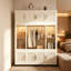 Armoire modulaire en PP pliable à 12 cubes avec 12 portes cannelées en ambre magnétique et tringle à vêtements centrale, armoire de rangement portative autoportante pour chambre de bébé