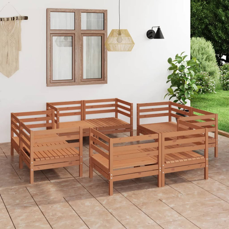 Ensemble de salon en bois de pin massif 8 pièces vidaXL, Brun