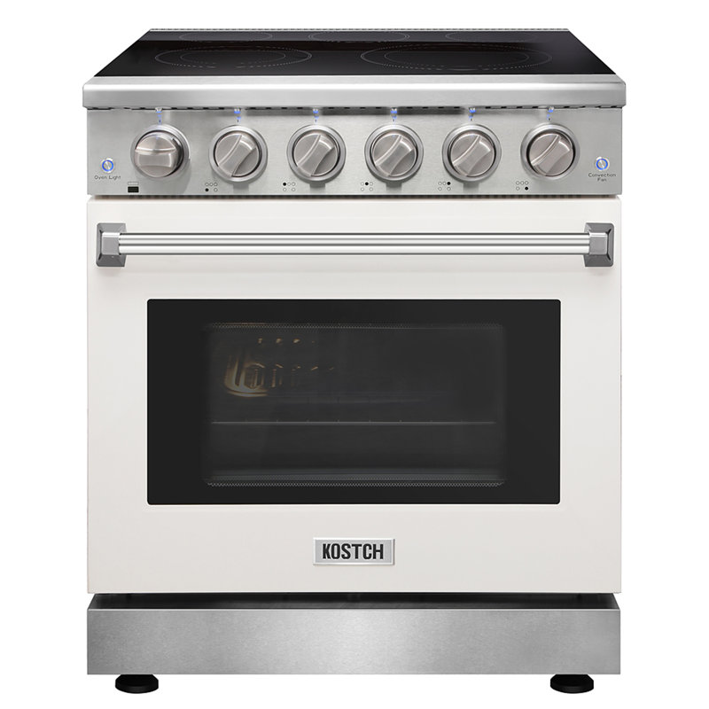 KOSTCH 30 inch Electric Range + 24 inch Built-In Dishwasher Set, with 5 Heating Elements Cooktop, 4.55 Cu. Ft. Convection Oven Capacity, 8 Wash Programs Slide In Dish Washer (White)