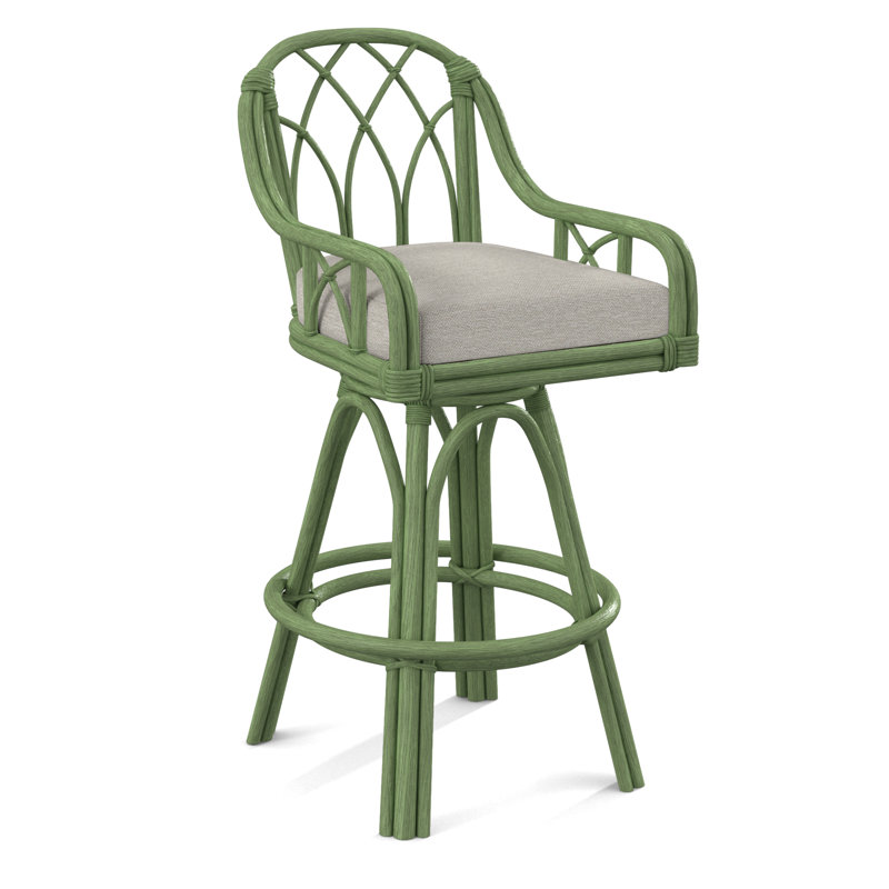 Edgewater Upholstered Stool, Celery, Counter Stool (24" Seat Height), White Performance Fabric; 0851-94