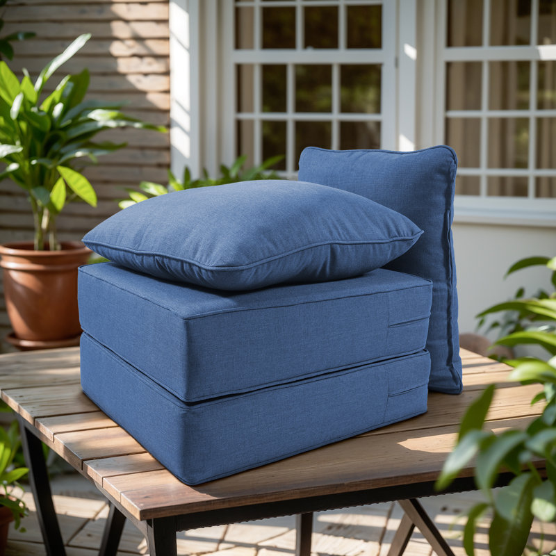 Ensemble de coussin de siège et de dossier en polyester résistant aux intempéries Deb, Bleu, 2, L 24 po x P 24 po 
